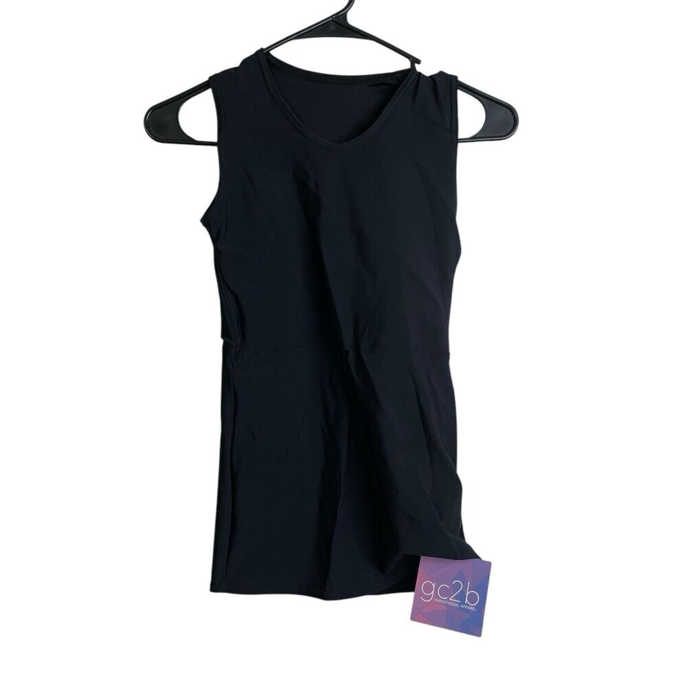 GC2B Lux Tank Medium Black Binder Top Trans Compression Stretch NWOT
